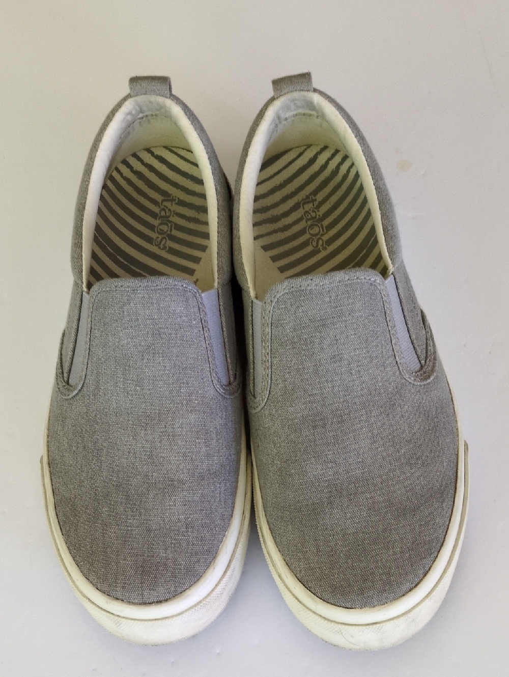 Taos Footwear Gray Canvas Slip-On Sneakers
